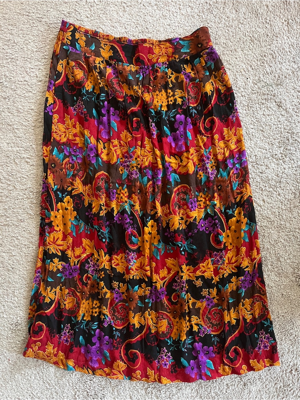 1980s Vintage Women's Floral Maxi Skirt - Multicolor